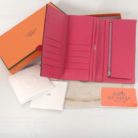 Cheap Fake Hermes Bearn Japonaise Tri-Fold Wallet H308 Peach